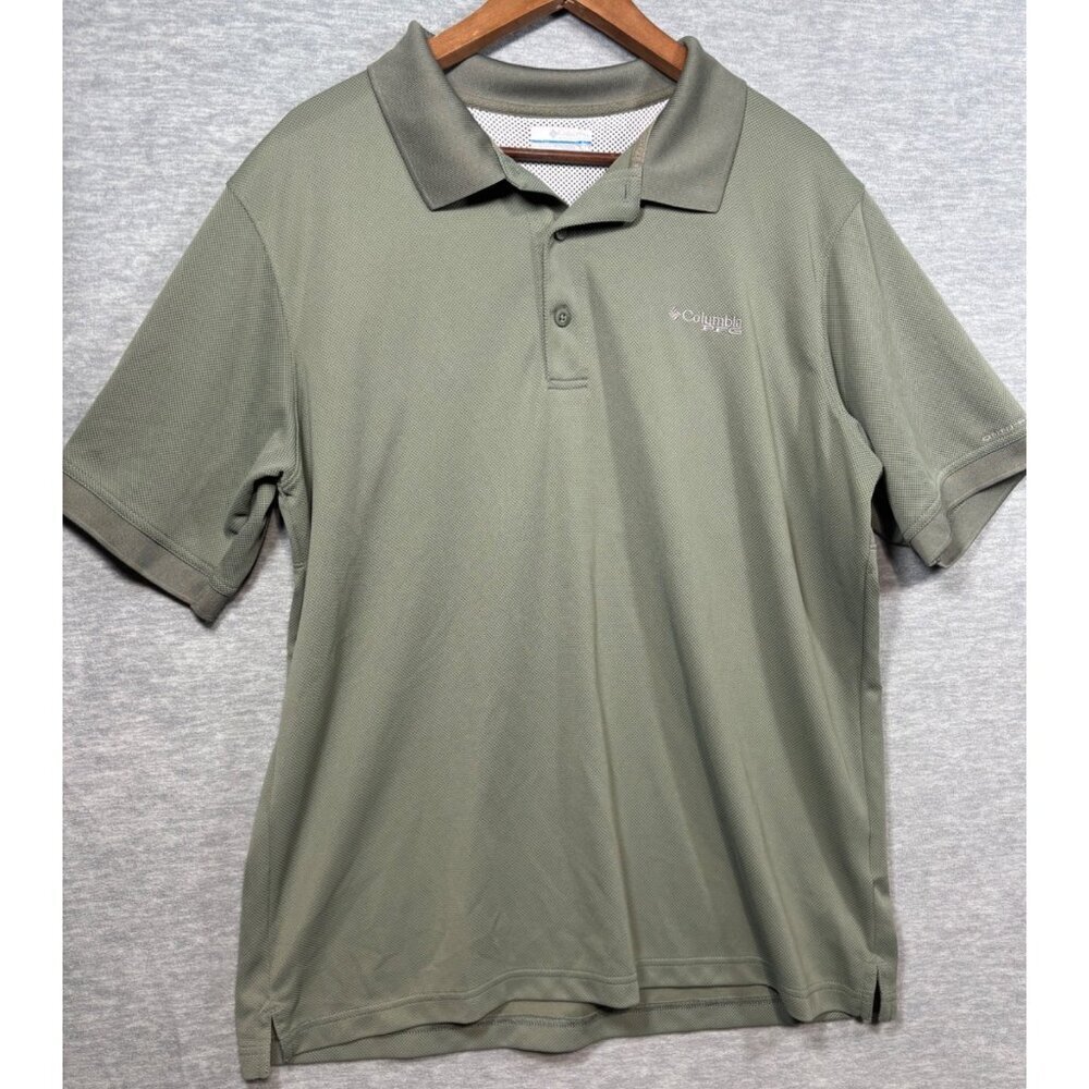 Columbia Mens XL‎ Omni-Shade Polo Shirt Green Mesh Vented